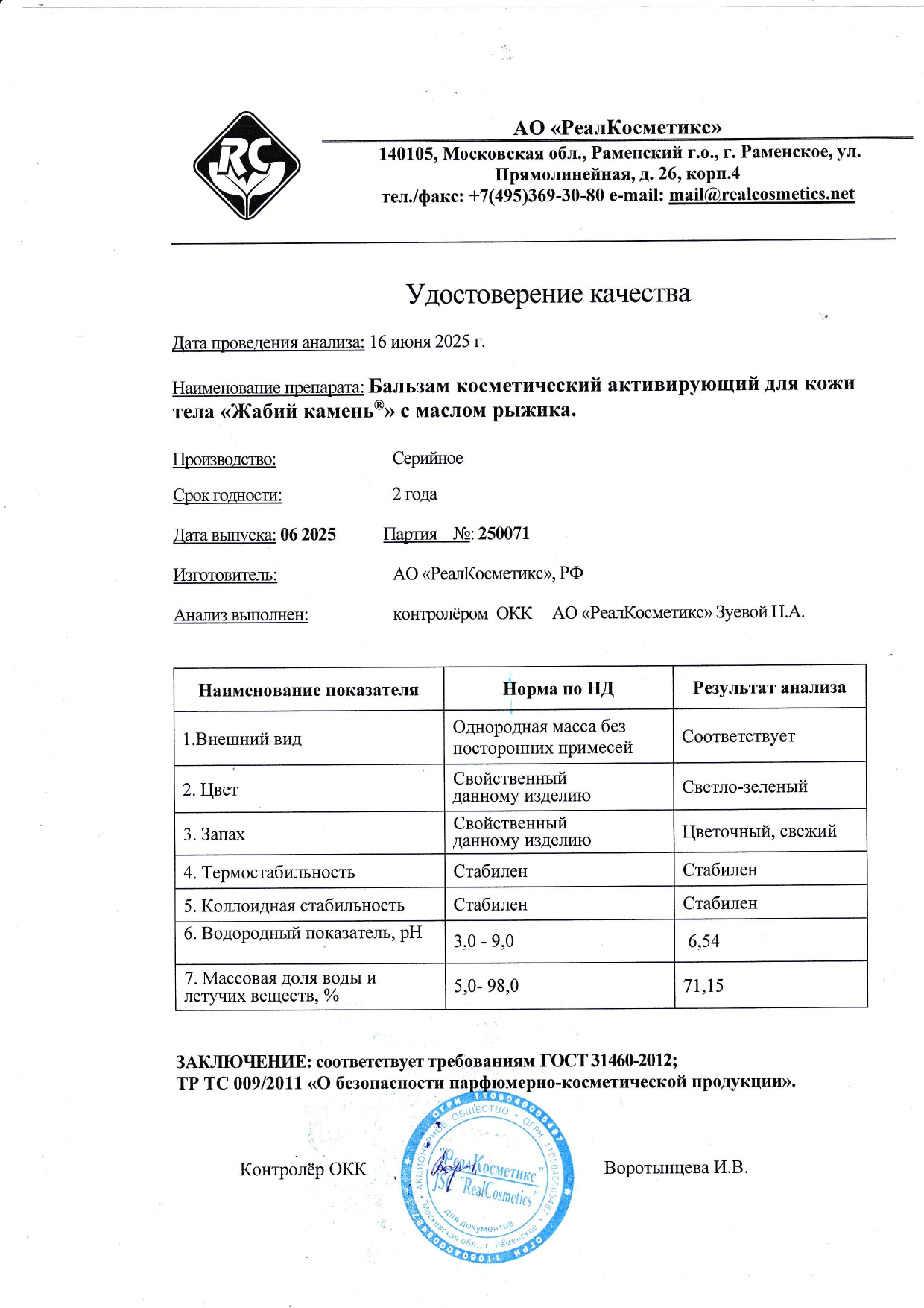 Паспорт №250071